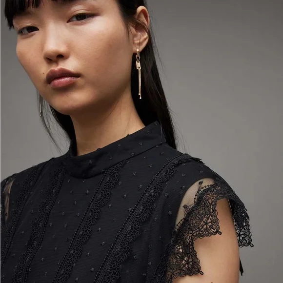 All Saints Black Midi Dress - Picture 3 of 9